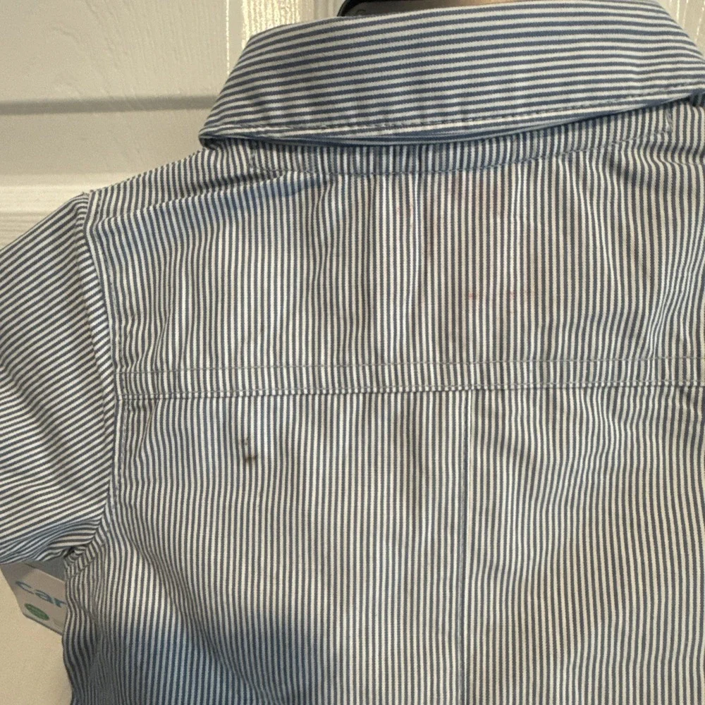 Carter's Blue And White Striped Romper Size 9 Month New With Tags